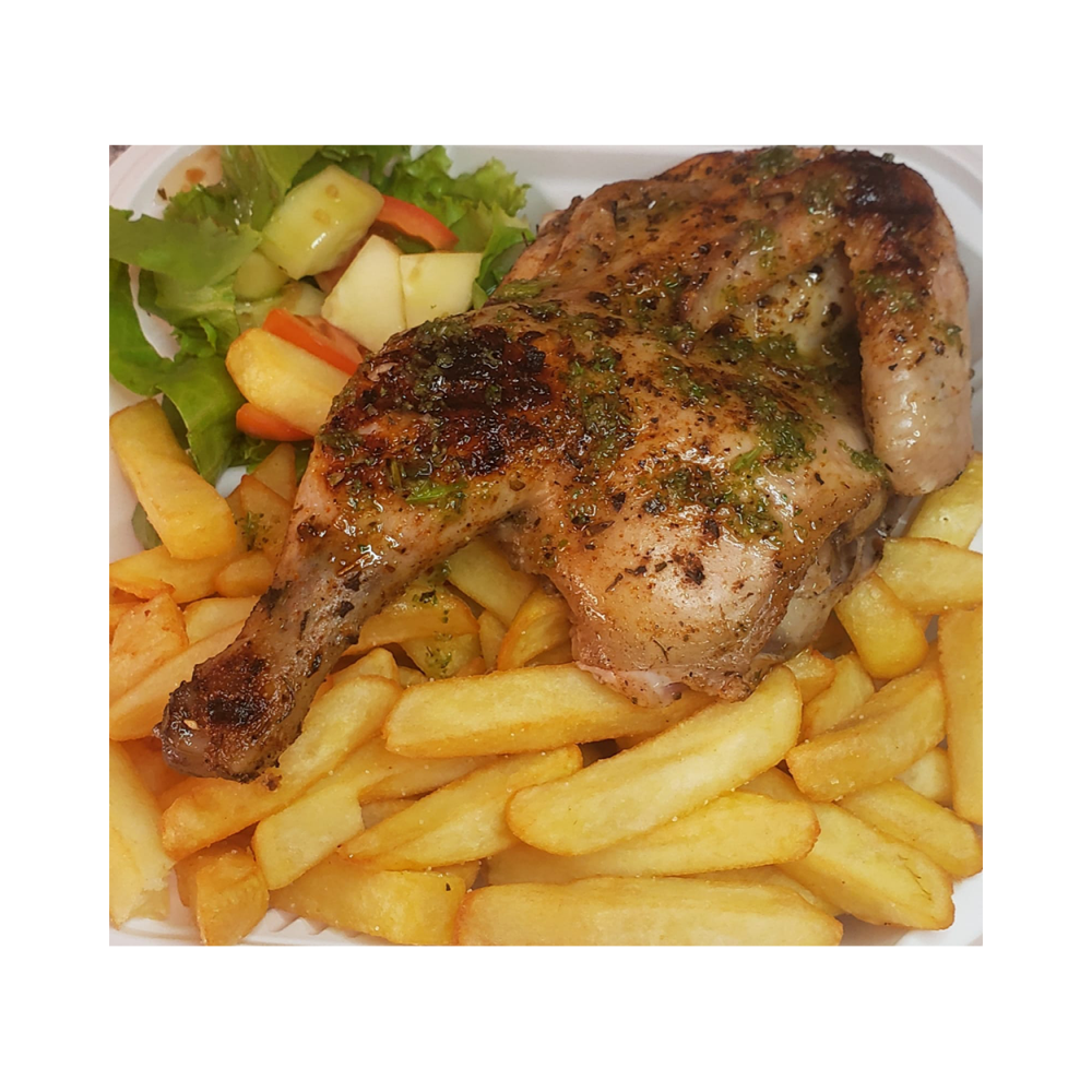 ½ Herb Roasted Chicken Platter, Garden Salad & Chips (WED-FRI)