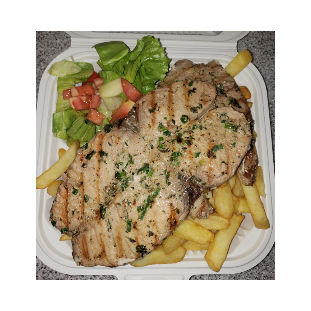 Large Herb Marinated Grilled Fish Platter, Garden Salad & Chips (WED-FRI)