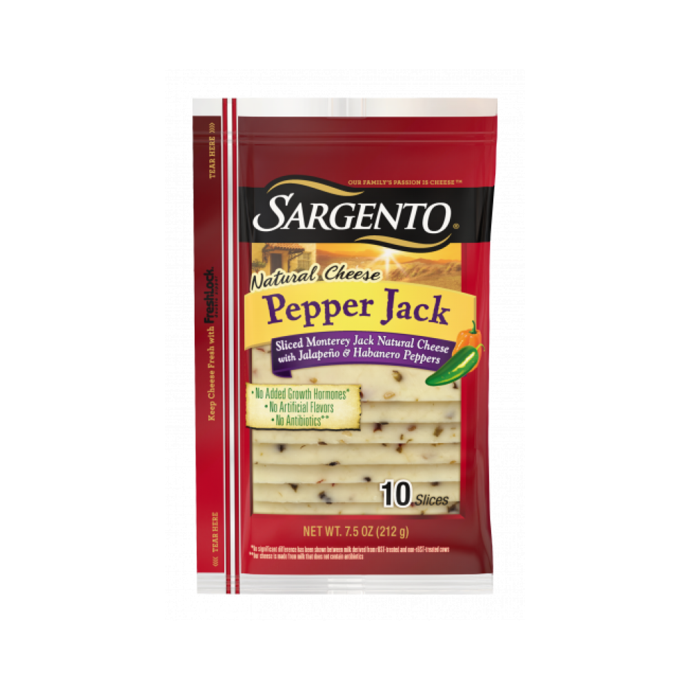 Sargento pepper jack natural cheese slices 212g