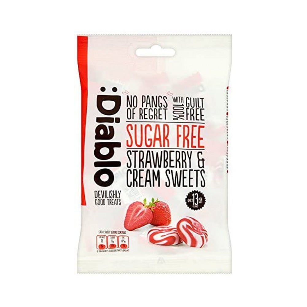 Diablo Sugar Free Sweets Strawberry & Cream 75g