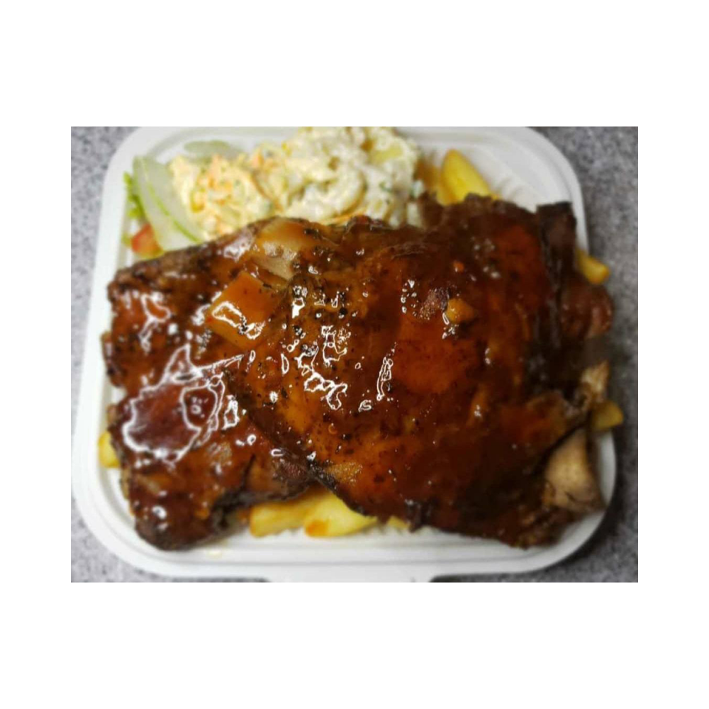 Hennessy Ribs Platter. Garden Salad & Pasta (WED-FRI)