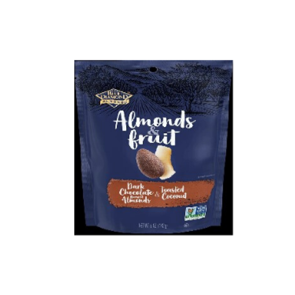 Blue diamond almonds, dark chocolate & toasted coconut 5oz