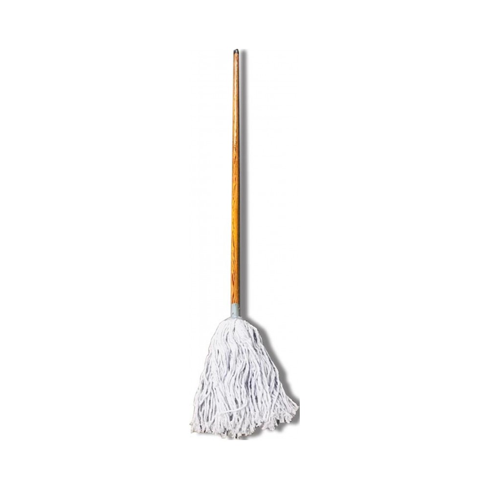 By Case of 12: Cotton Floor Mop with Stick and Metal Collar