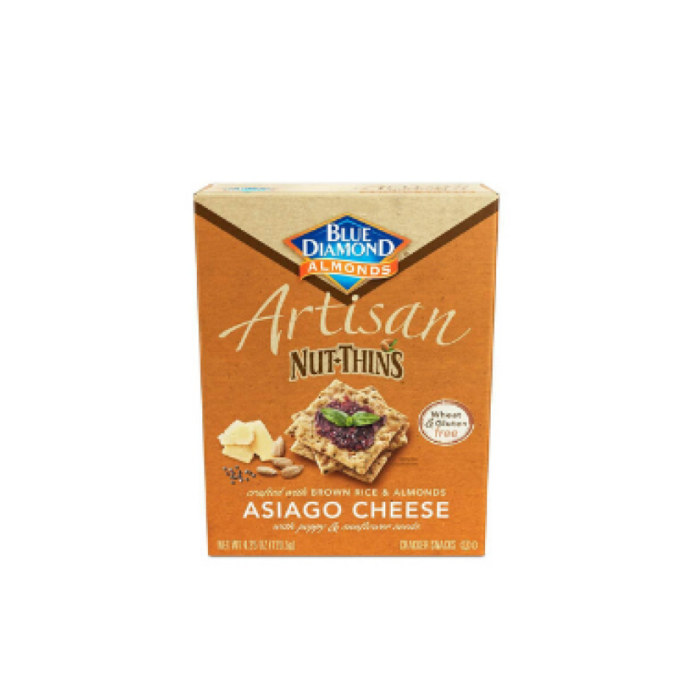 Blue diamond artisan asiago cheese & seed nut thins 4.25 oz