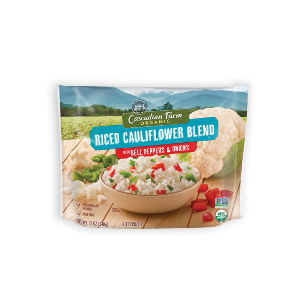 Cascadian Farm Frozen Riced Cauliflower Blend w/ Bpeppers & Onions 12 oz