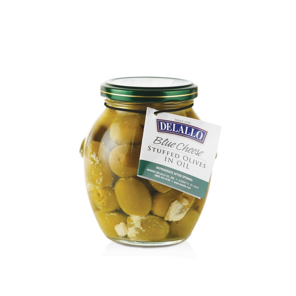 Delallo Blue Cheese Stuffed Olives in Oil 12.7 oz